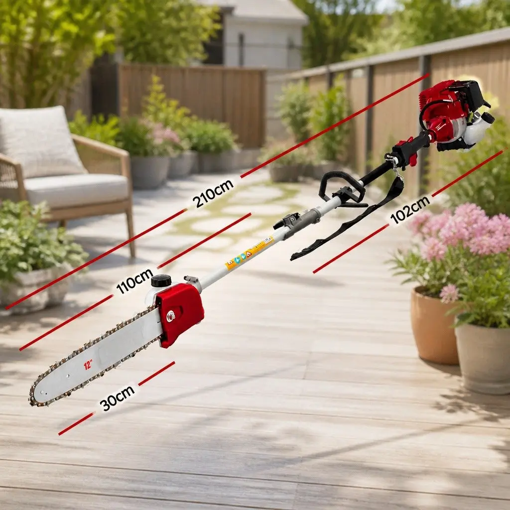 52cc 2-Stroke Petrol Pole Chainsaw with Multi-Tool Attachments