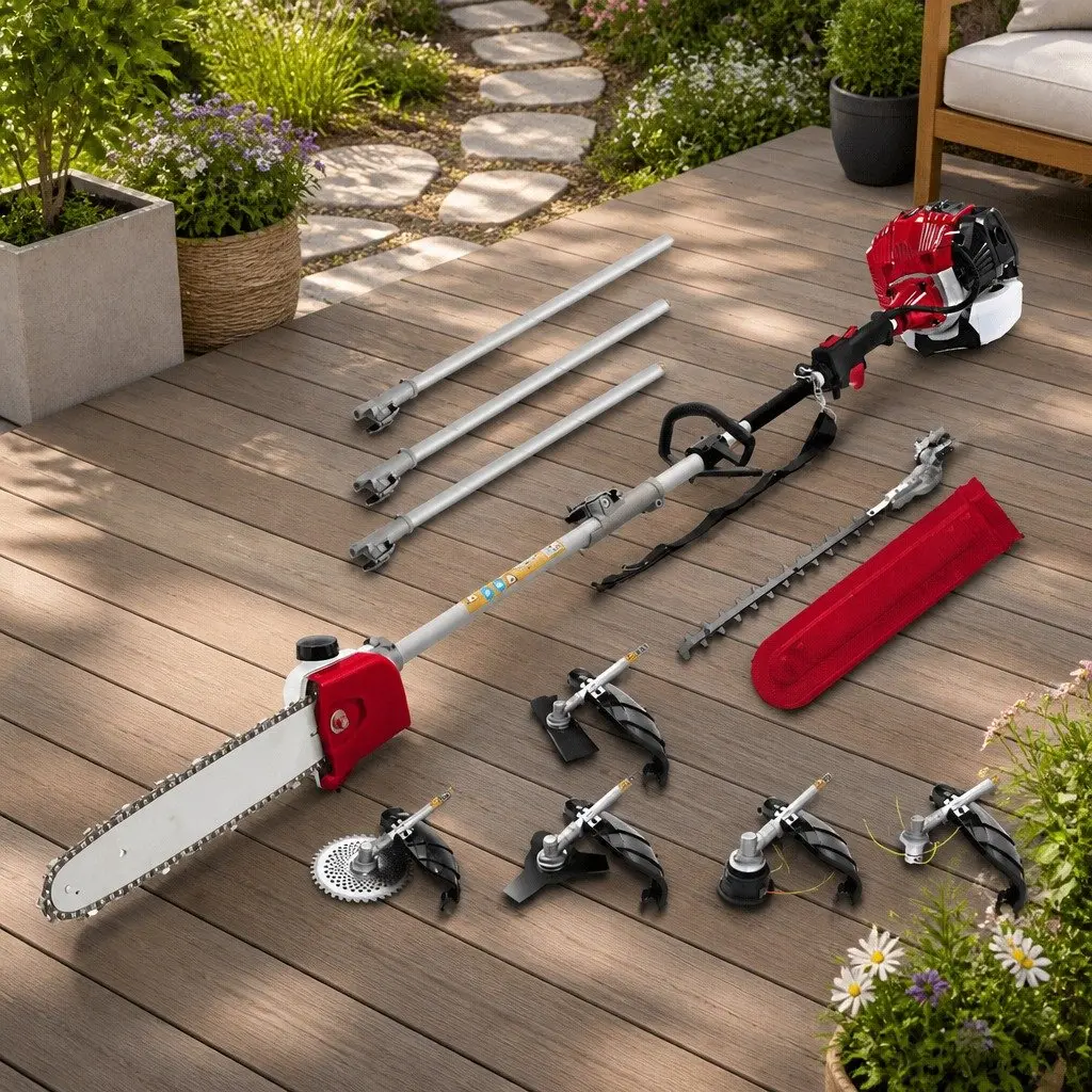 52cc 2-Stroke Petrol Pole Chainsaw with Multi-Tool Attachments