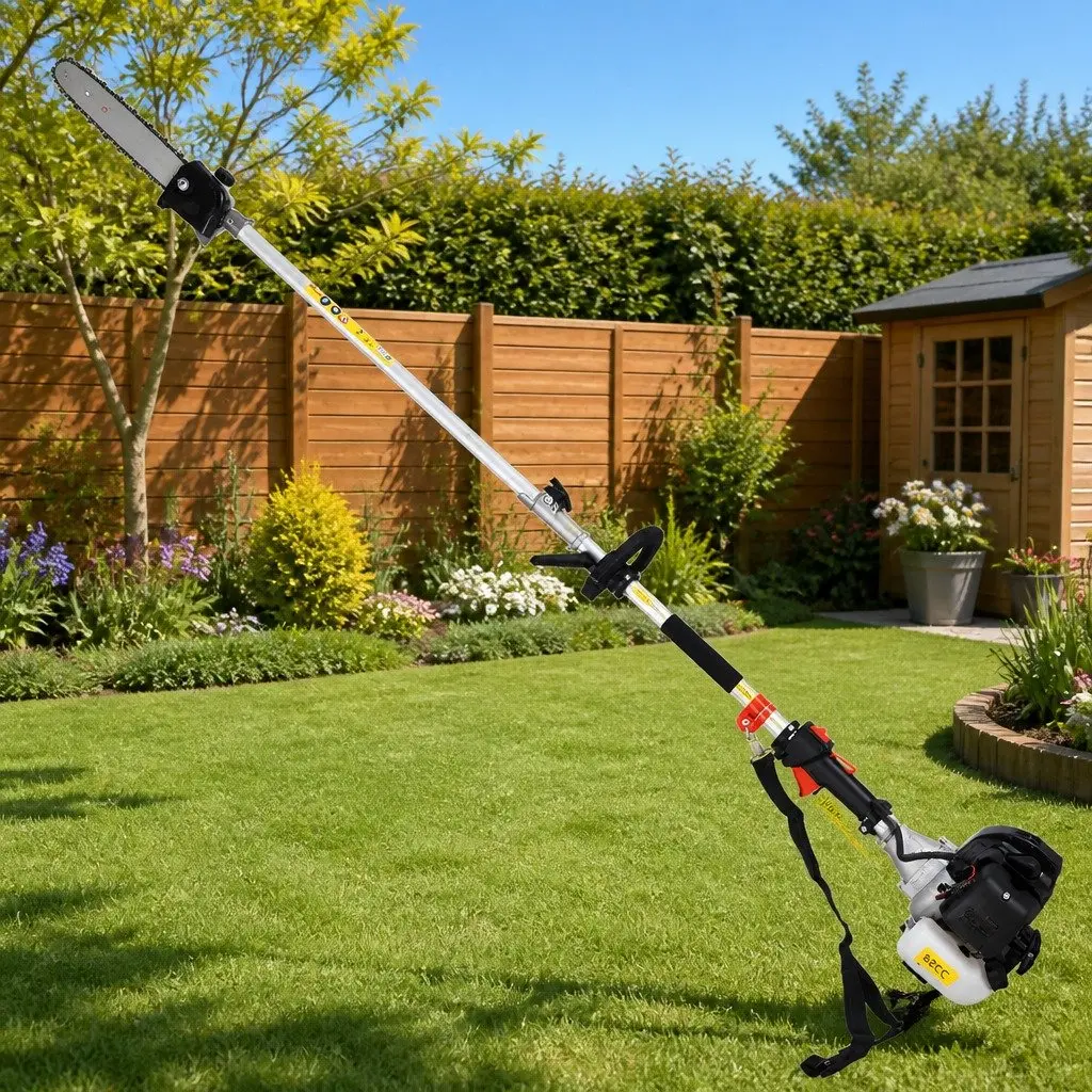 62CC Petrol Pole Chainsaw Hedge Trimmer Brush Cutter Whipper Snipper 9 Piece Garden Tool
