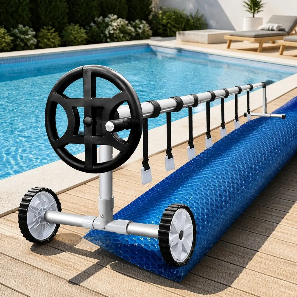 Pool Cover 10x4m Low-Density Polyethylene Blue with Aluminium Roller Kit