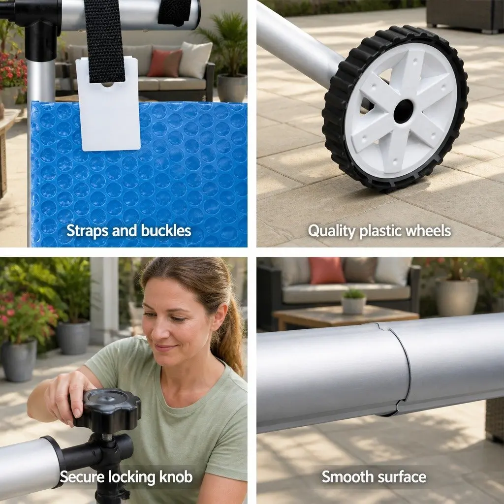Pool Cover 10x4m Low-Density Polyethylene Blue with Aluminium Roller Kit
