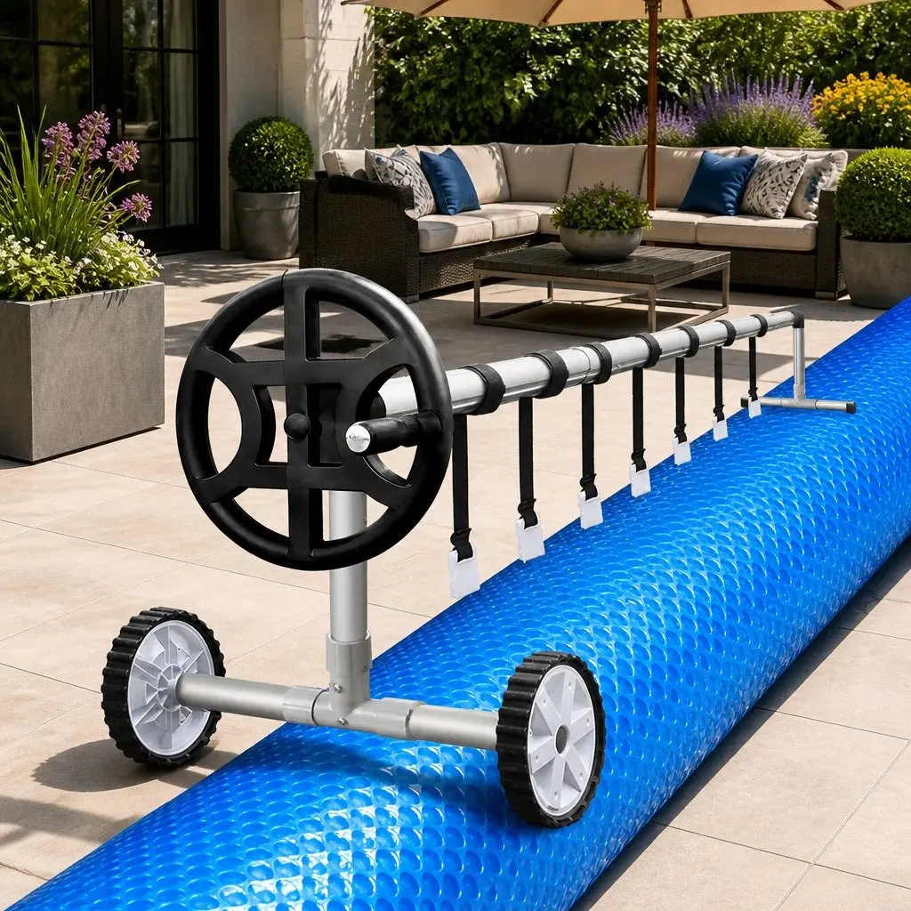 Pool Cover 10x4m Low-Density Polyethylene Blue with Aluminium Roller Kit