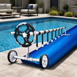 Pool Cover 10x4m 500 Micron Solar Blanket with Aluminium Roller Blue Swimming
