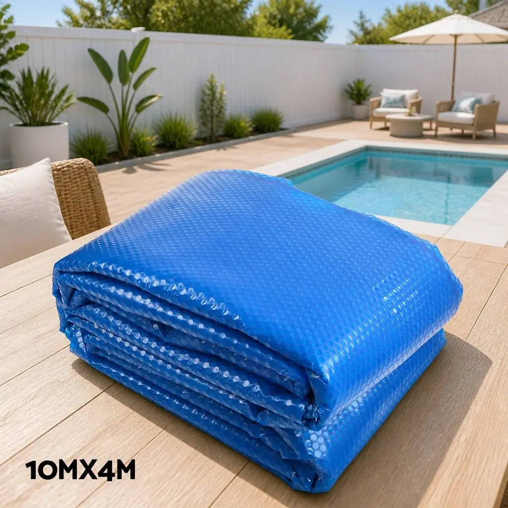 Pool Cover 10x4m 500 Micron Solar Blanket Blue with Aluminium Roller