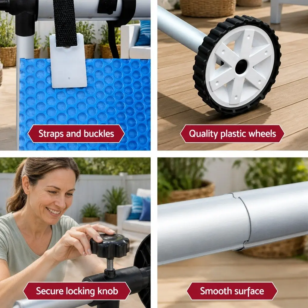 10x4m Solar Pool Cover with Roller Kit