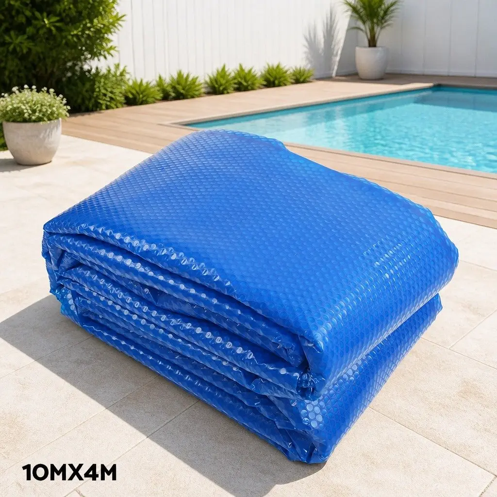 Solar Blanket Pool Cover 10x4m 500 Micron Blue with Adjustable Aluminium Roller for Swimming Pool