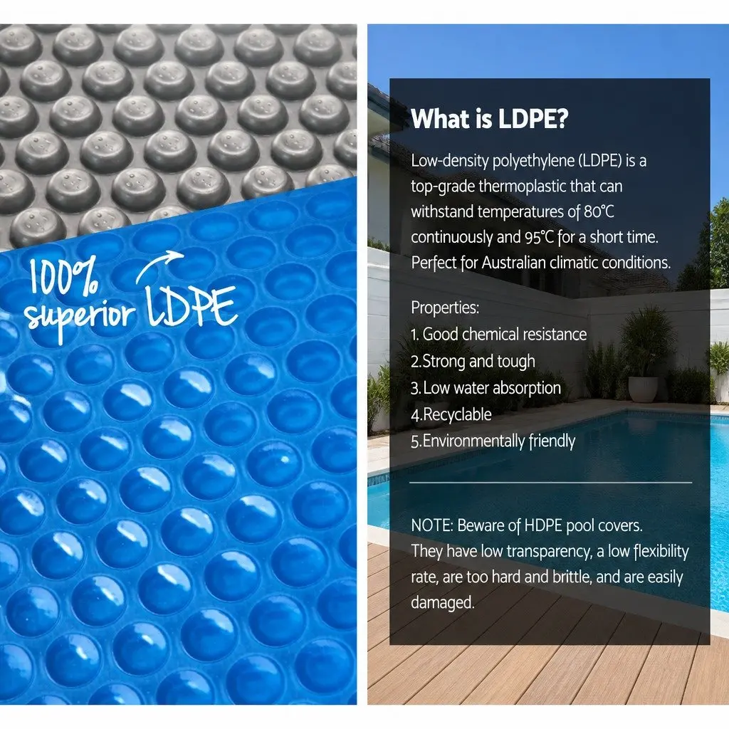Solar Blanket Pool Cover 10x4m 500 Micron Blue with Adjustable Aluminium Roller for Swimming Pool