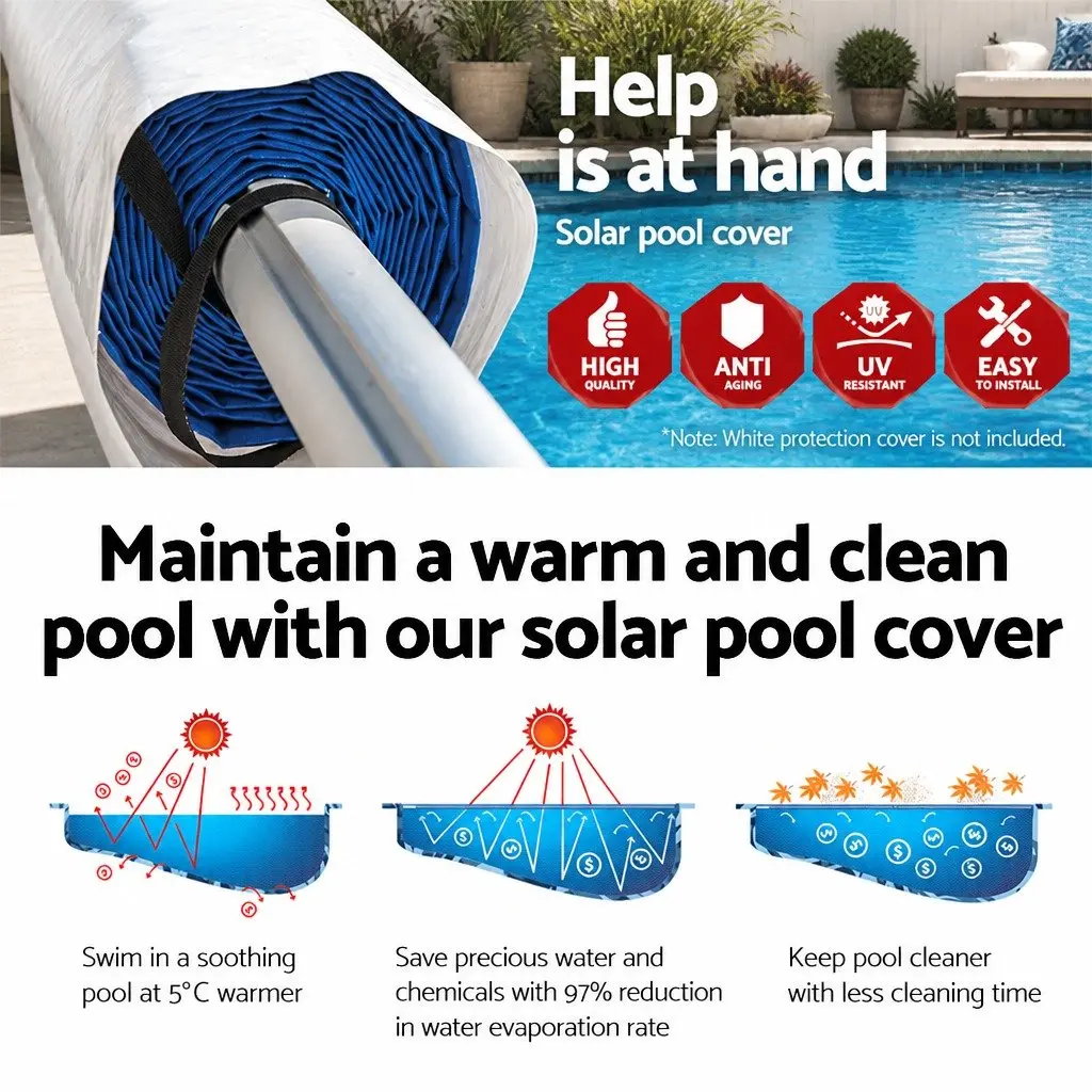 10x4m Solar Pool Cover with Aluminium Roller System