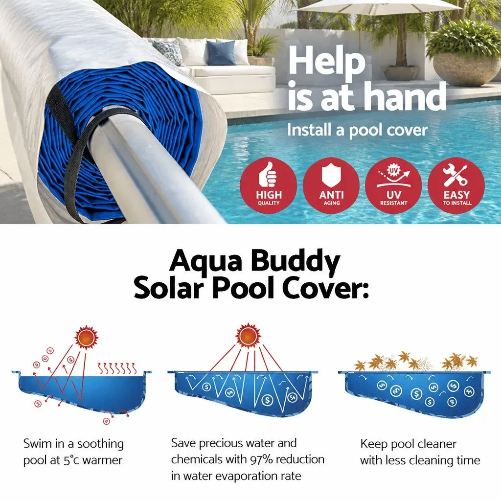 10.5x4.2m 500 Micron Solar Pool Cover & Roller