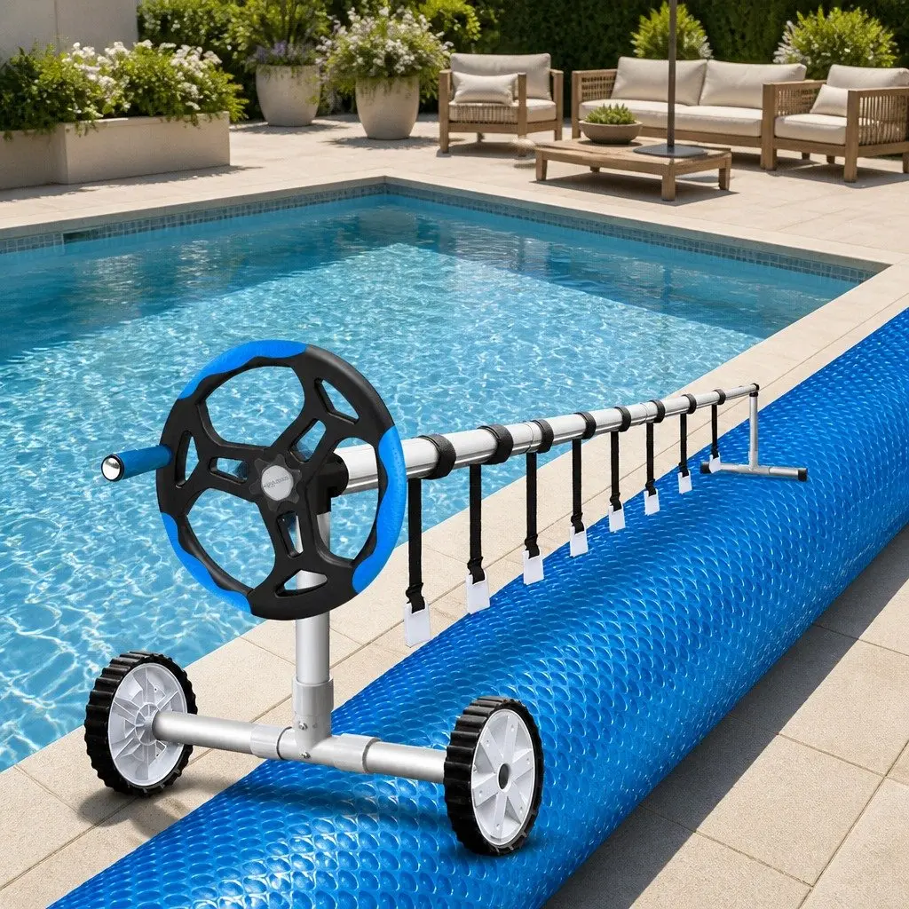 Solar Pool Cover with Adjustable Roller 10.5x4.2m