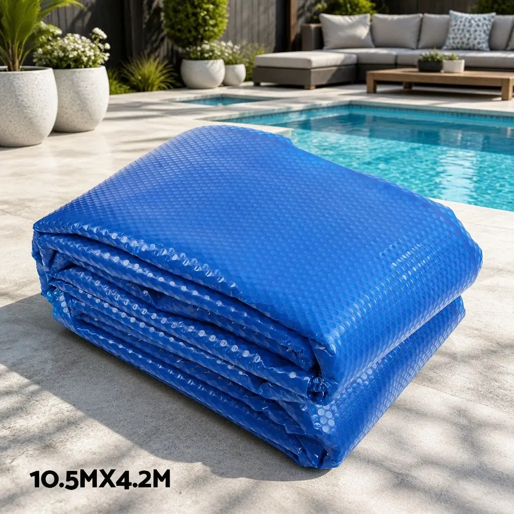 Solar Pool Cover with Adjustable Roller 10.5x4.2m