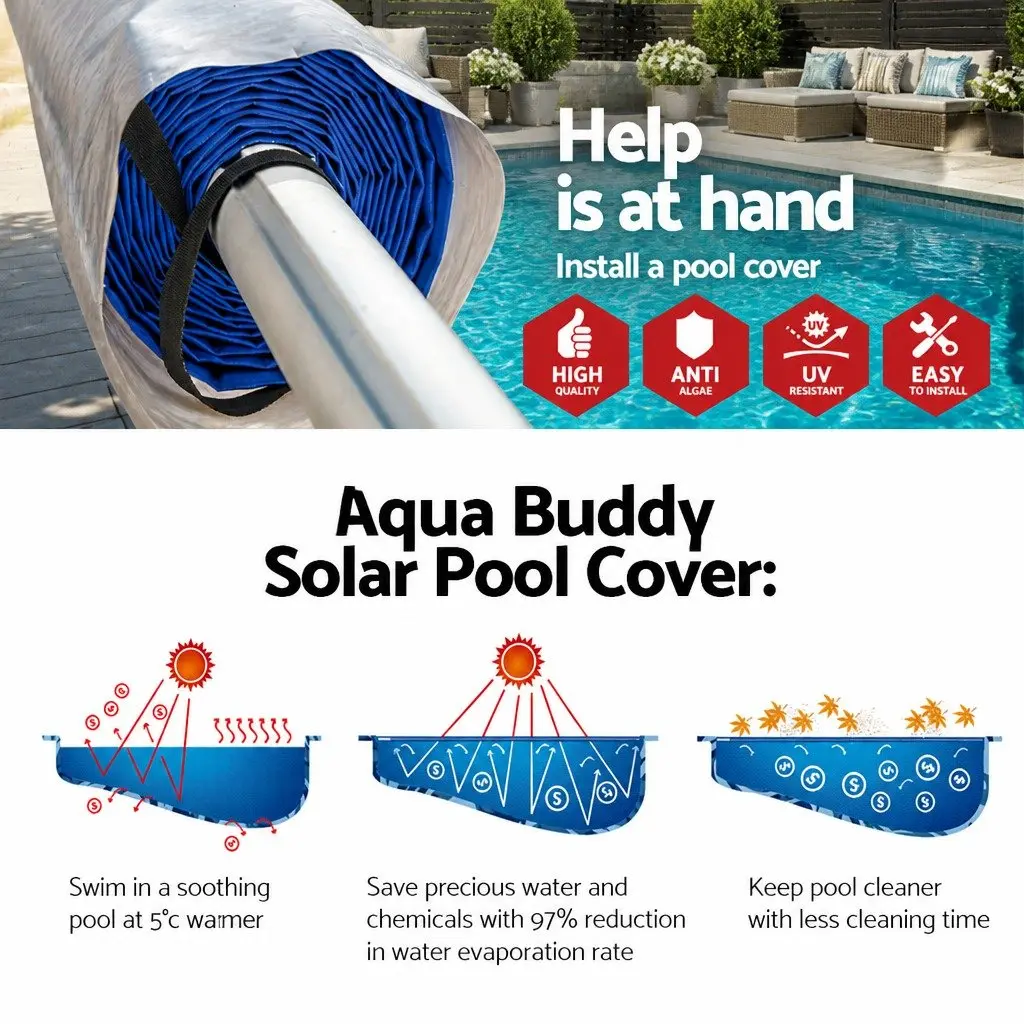 Solar Pool Cover with Adjustable Roller 10.5x4.2m