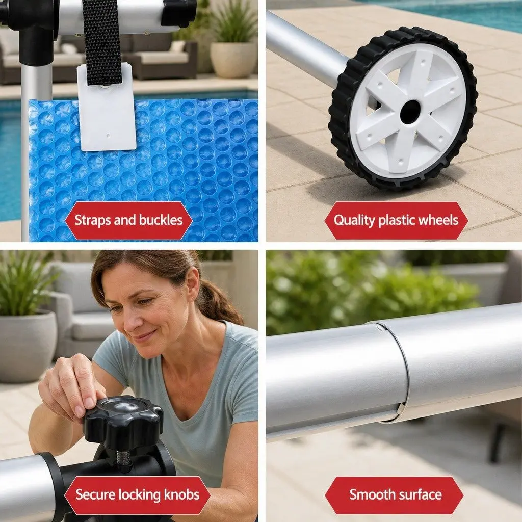 Solar Pool Cover with Adjustable Roller 10.5x4.2m