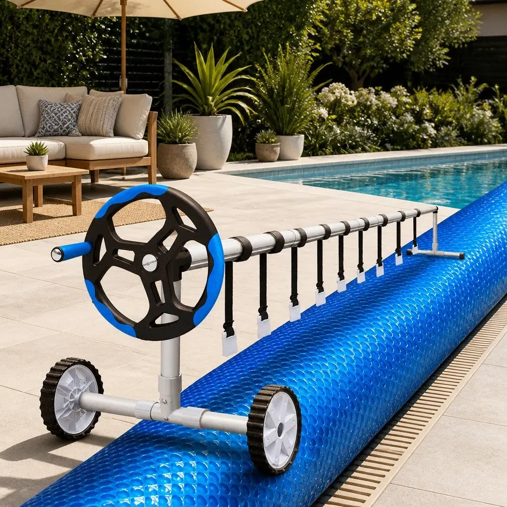Solar Pool Cover with Adjustable Roller 10.5x4.2m