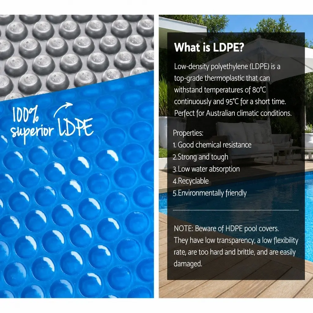 Solar Pool Cover 10.5x4.2m with Aluminium Roller