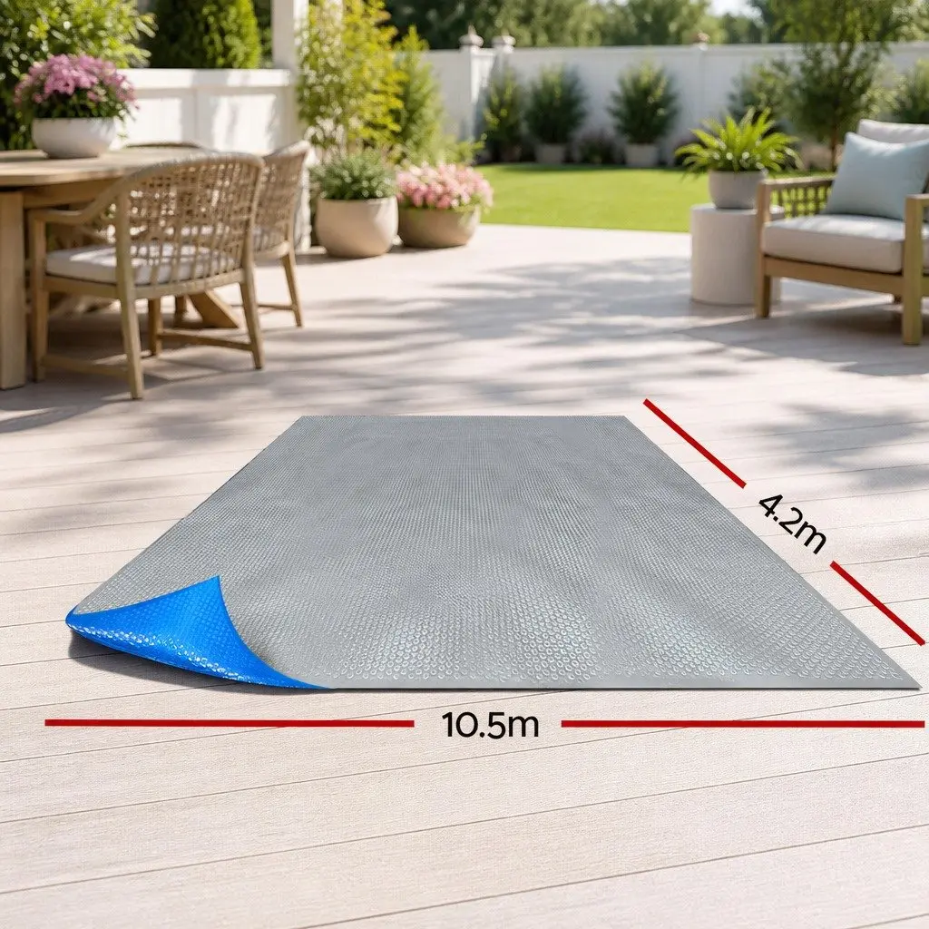 10.5x4.2m Solar Pool Cover 500 Micron Blue/Silver