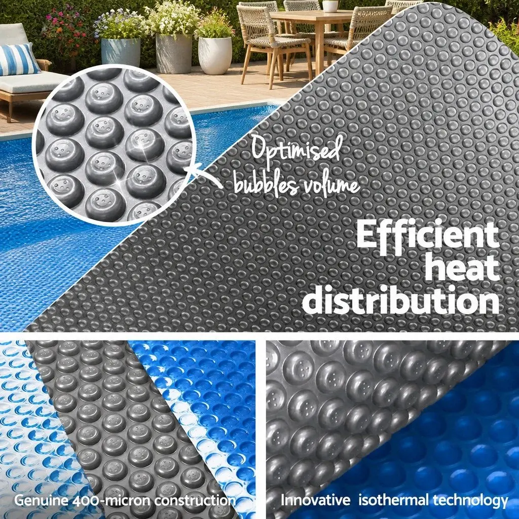 10.5x4.2m Solar Pool Cover 500 Micron Blue/Silver