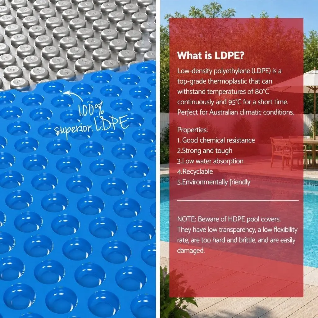 Solar Pool Cover 600 Micron 10.5x4.2m Blue with Aluminium Roller System