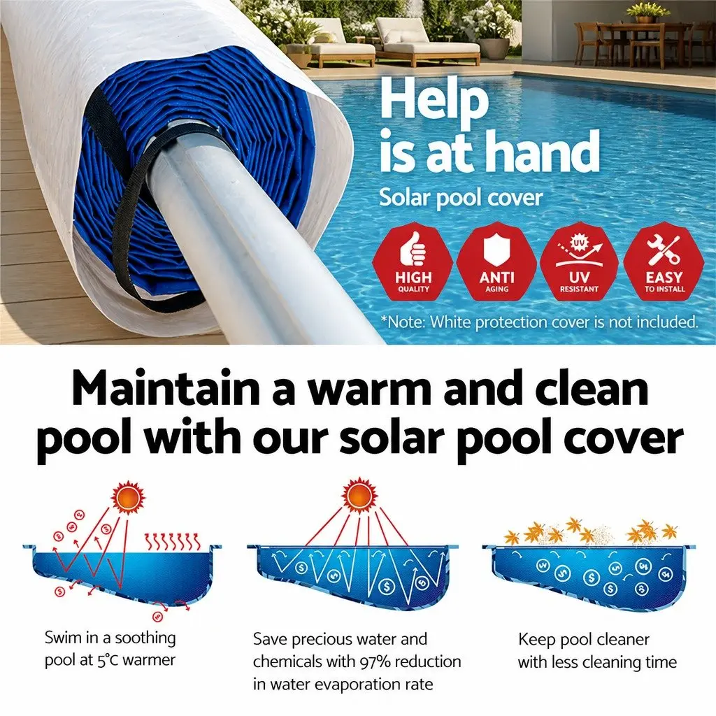 500 Micron Solar Pool Cover with Aluminium Roller