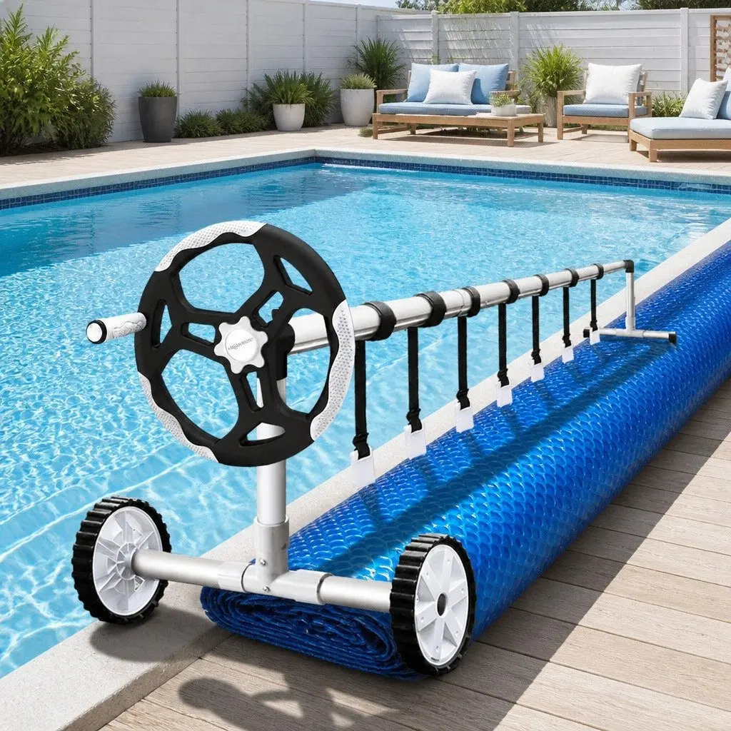 Pool Cover 11m x 4.8m Solar Blanket 500 Micron Blue with Aluminium Roller System