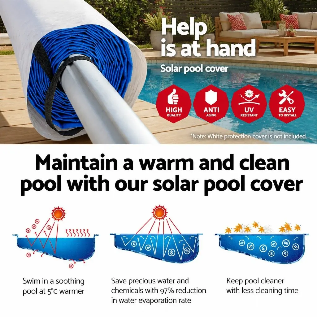 Pool Cover 11m x 4.8m Solar Blanket 500 Micron Blue with Aluminium Roller System