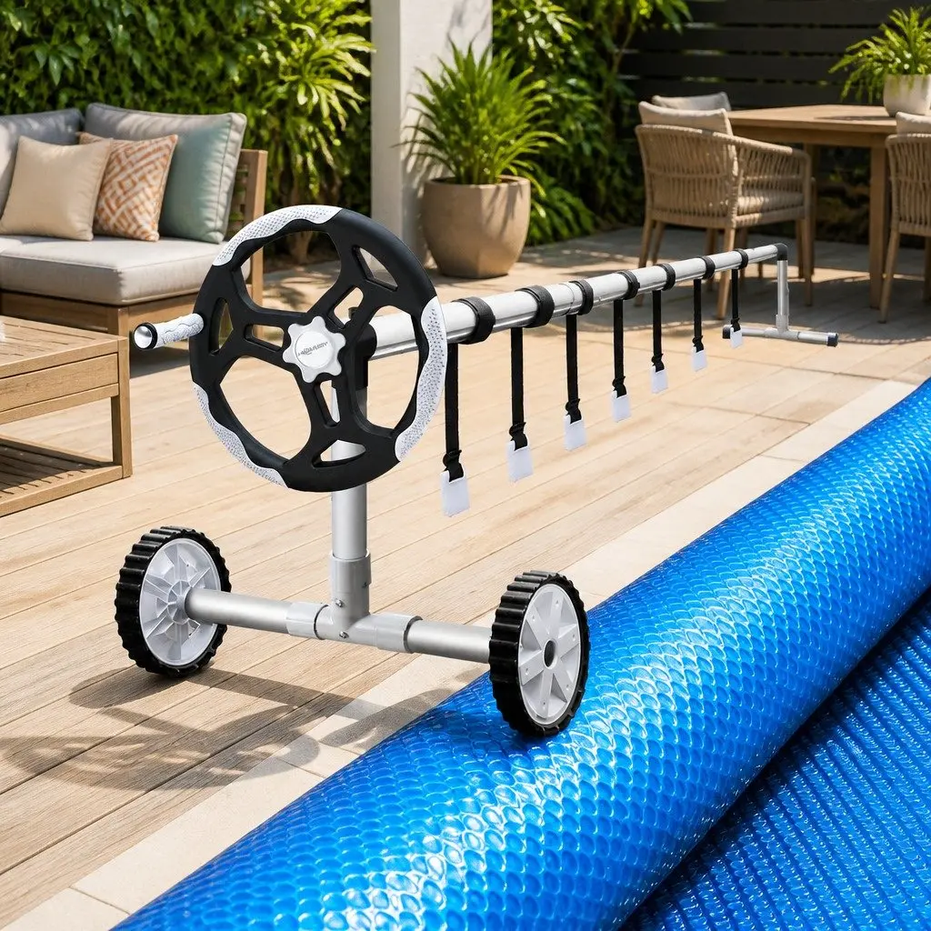 Pool Cover 11m x 4.8m Solar Blanket 500 Micron Blue with Aluminium Roller System