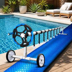Pool Cover 11x4.8m 500 Micron Solar Blanket Blue Silver with Aluminium Roller