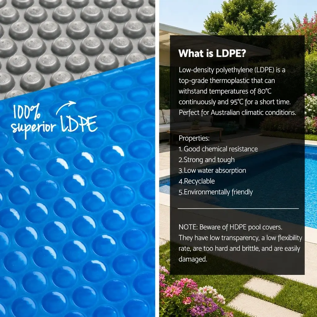 11x4.8m Solar Pool Cover with Adjustable Aluminium Roller
