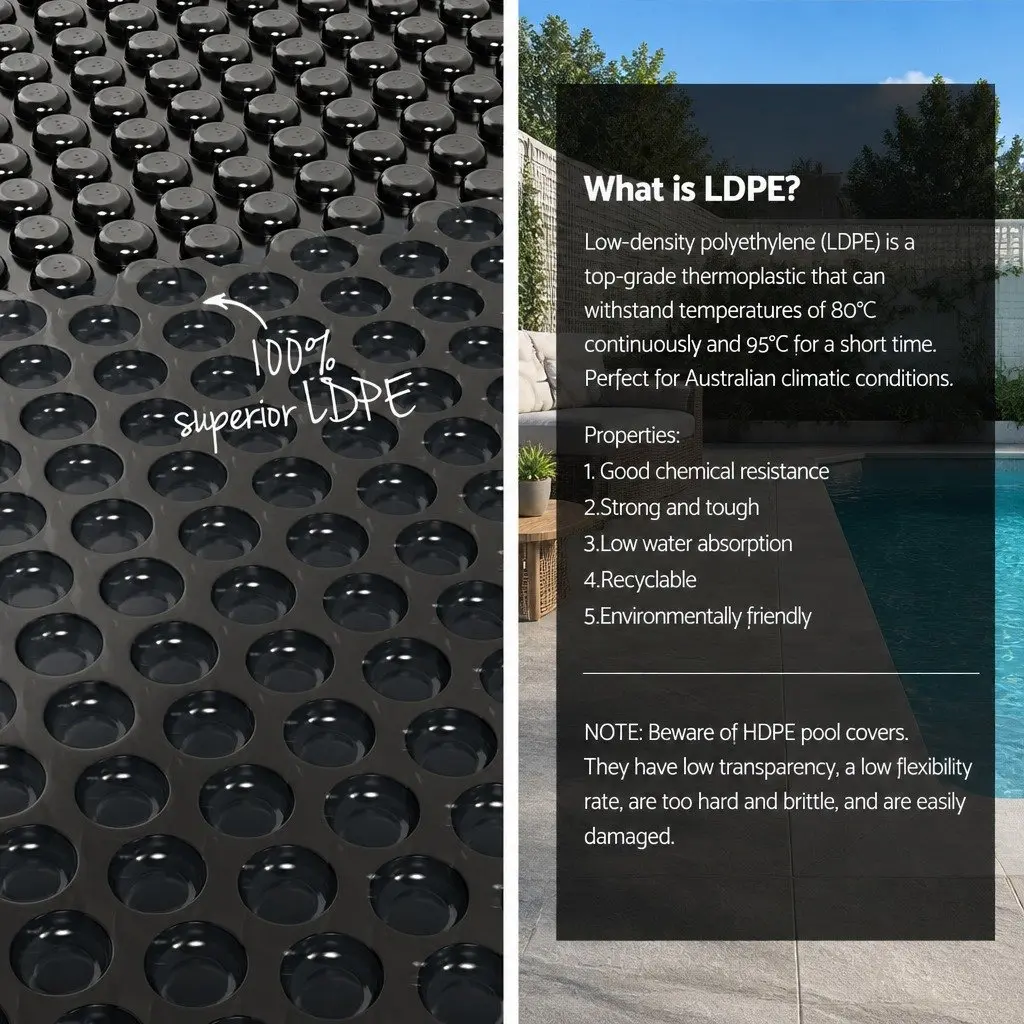 Solar Pool Cover 11x4.8m 600 Micron Black Blue with Aluminium Roller 5.55m