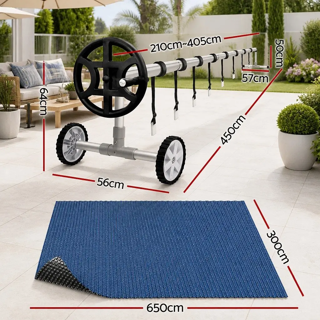 Solar Pool Cover 6.5m x 3m with Roller System