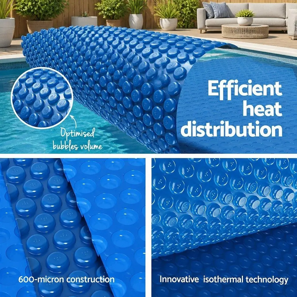 Pool Cover 600 Micron 6.5m x 3m Blue with Aluminium Roller