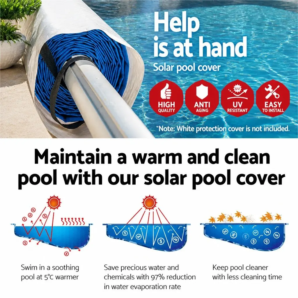 Solar Blanket Pool Cover 6.5x3m with Roller