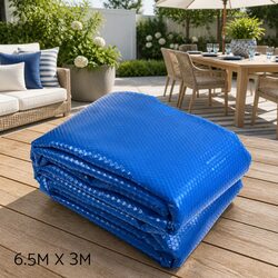 Durable Solar Pool Cover 6.5x3m 500 Micron Bubble Blue Silver