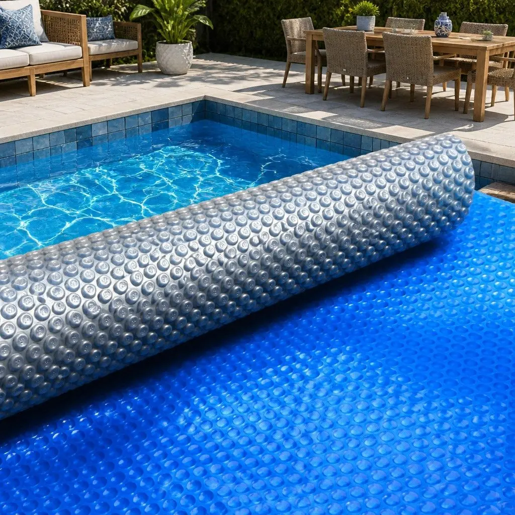 Solar Pool Cover 6.5x3m 500 Micron Bubble Blue Silver