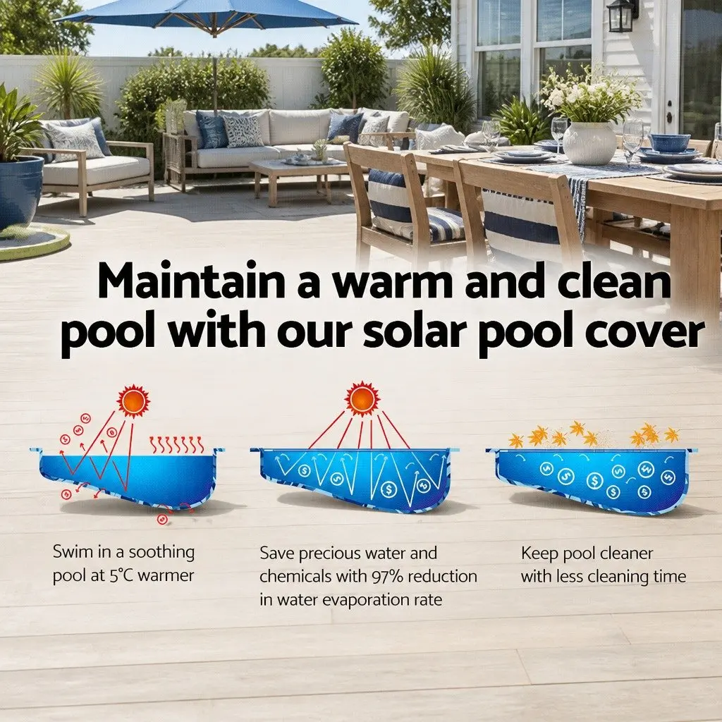 Solar Pool Cover 6.5x3m 500 Micron Bubble Blue Silver