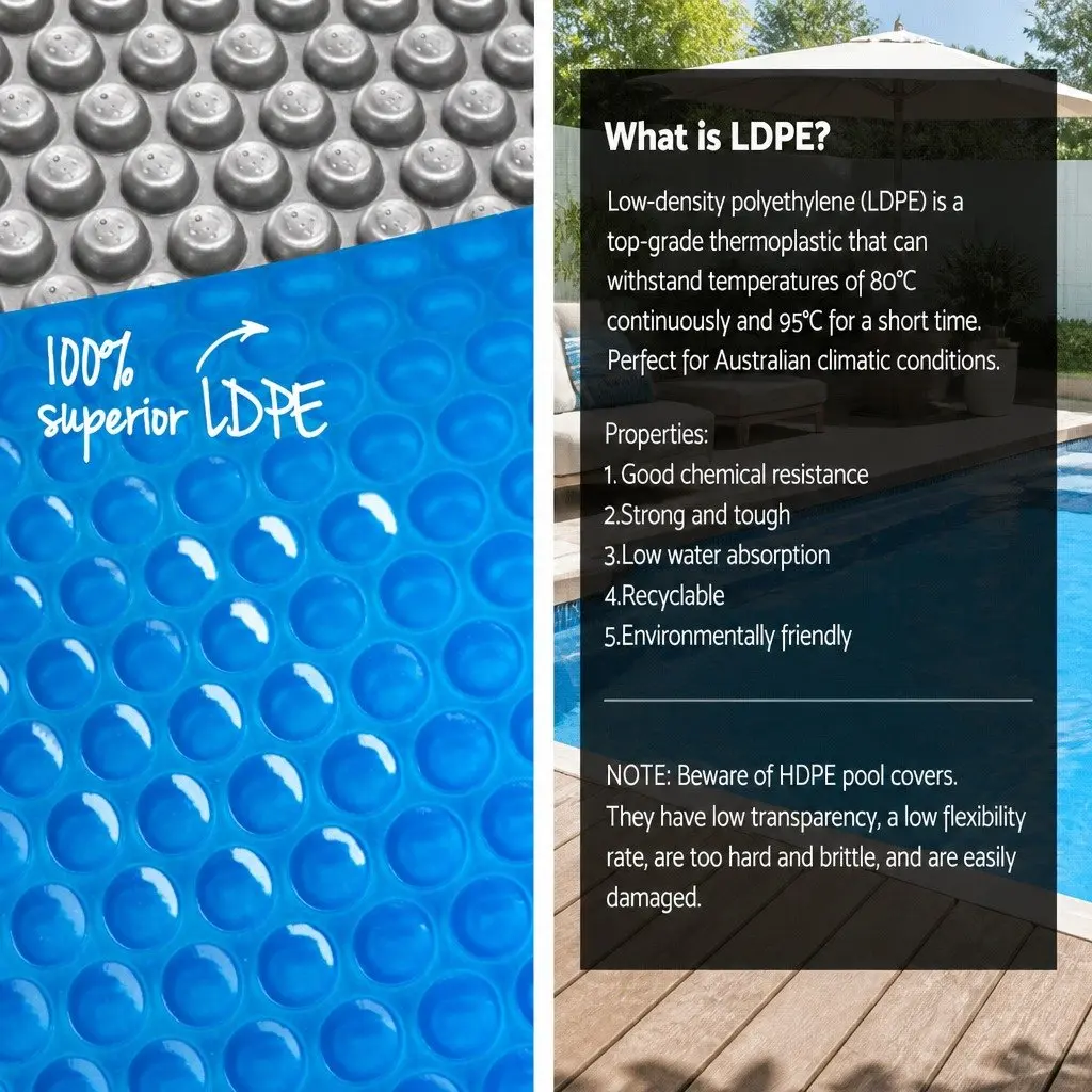 Solar Pool Cover 6.5x3m 500 Micron Bubble Blue Silver