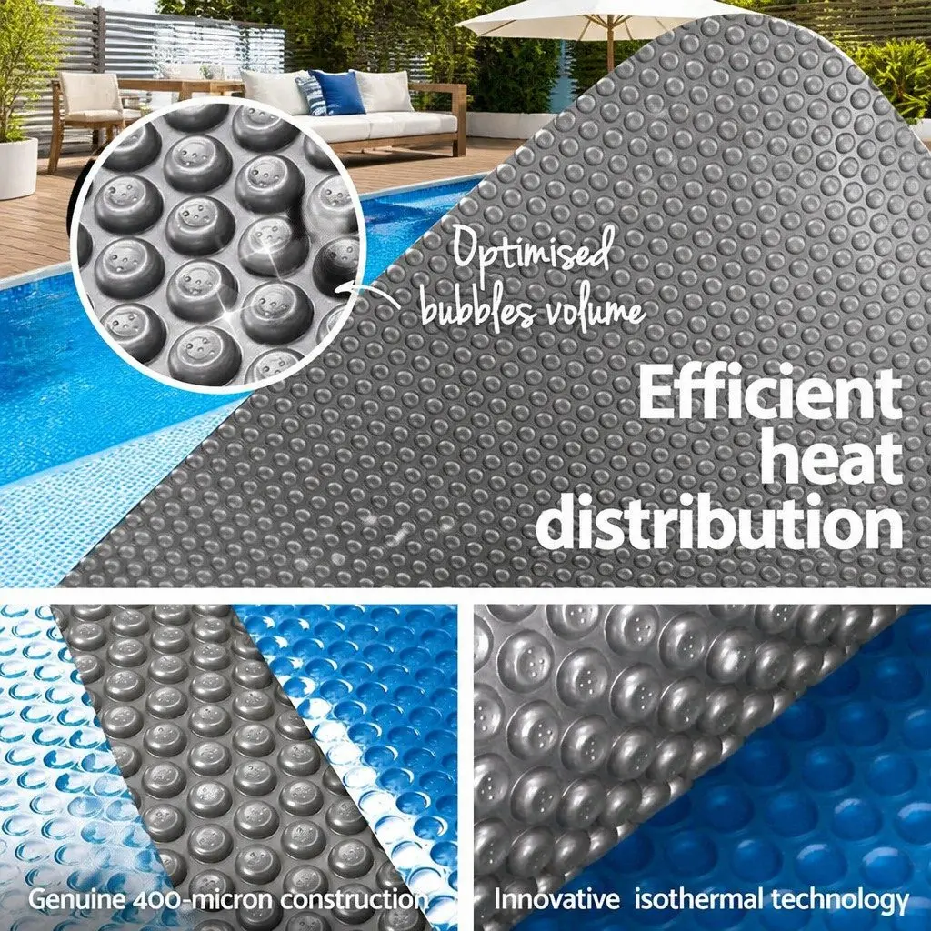 Solar Pool Cover 6.5x3m 500 Micron Bubble Blue Silver