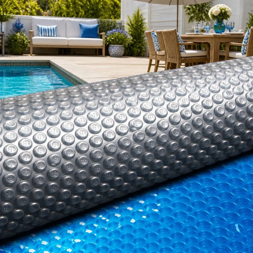 Solar Pool Cover 6.5x3m 500 Micron Bubble Blue Silver