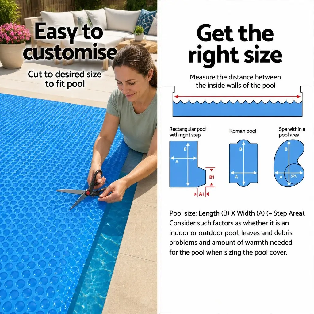 600 Micron Solar Pool Cover 6.5x3m Blue