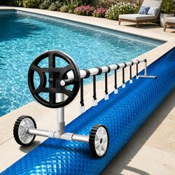 Durable 6.5x3m Solar Pool Cover & Adjustable Aluminium Roller
