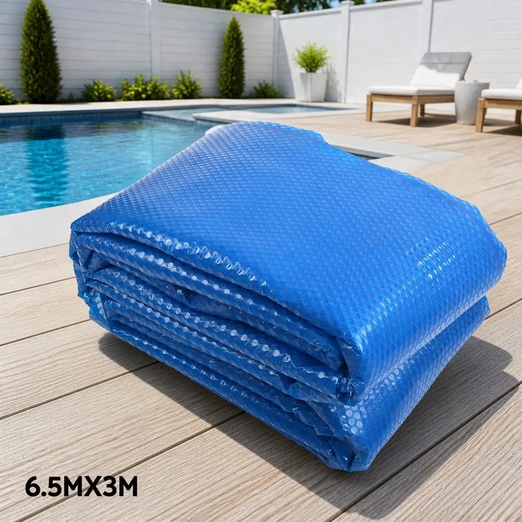6.5x3m Solar Pool Cover & Adjustable Aluminium Roller