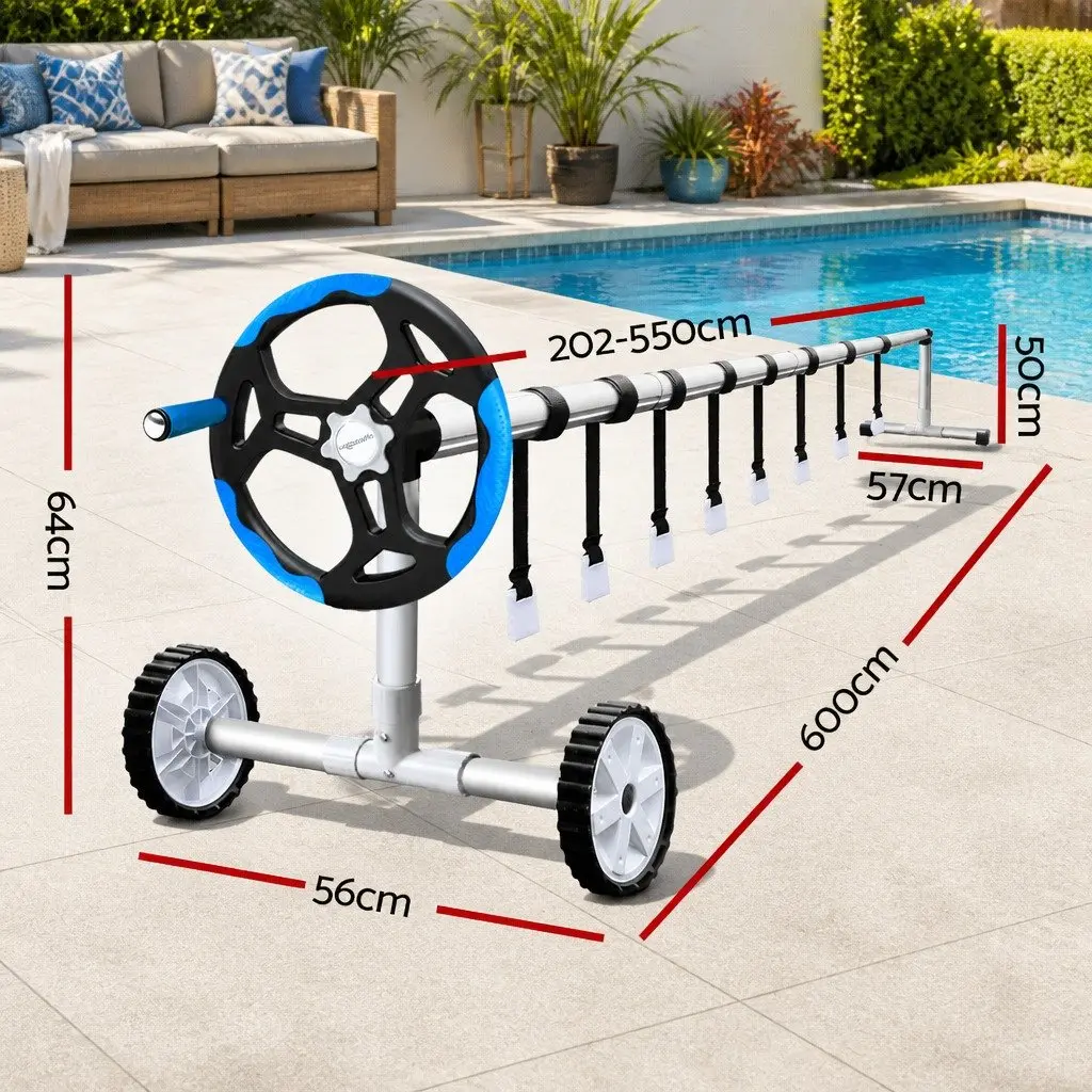 6.5m x 3m Solar Pool Cover with Adjustable Aluminium Roller