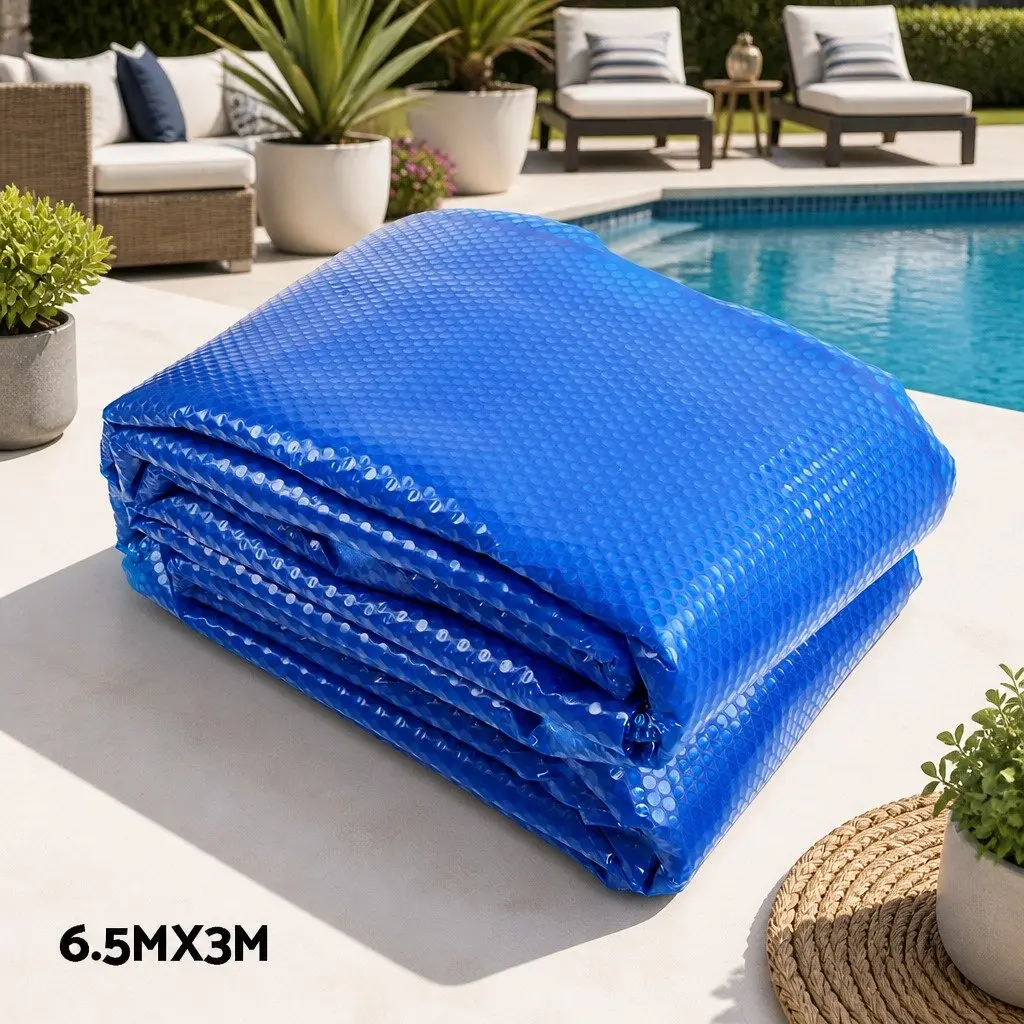 6.5m x 3m Solar Pool Cover with Adjustable Aluminium Roller
