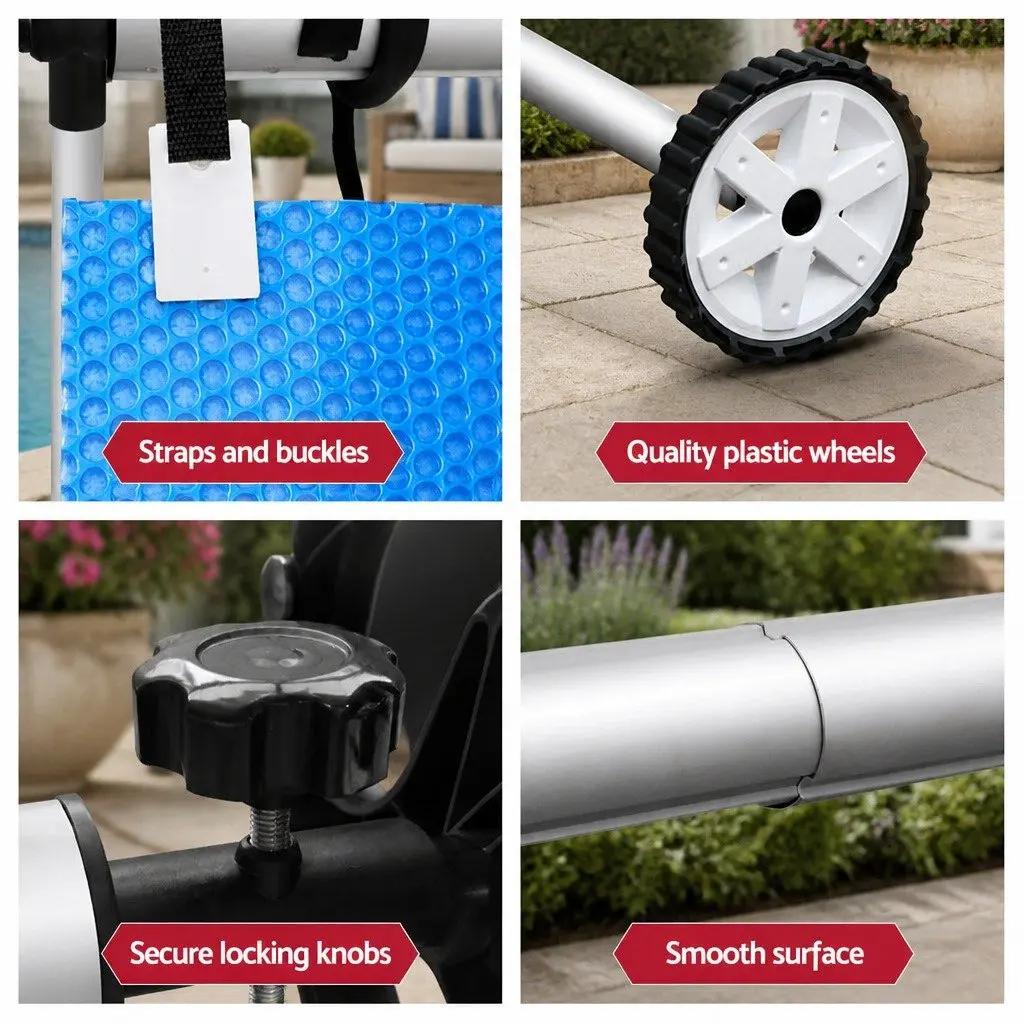 6.5m x 3m Solar Pool Cover with Adjustable Aluminium Roller