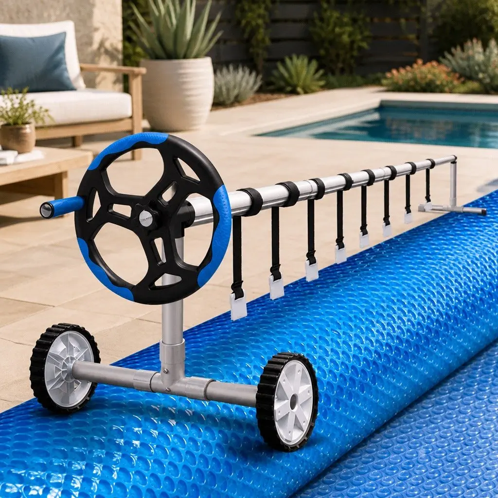 6.5m x 3m Solar Pool Cover with Adjustable Aluminium Roller