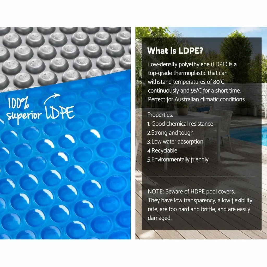 Solar Pool Cover 6.5x3m 400 Micron Bubble Blue Silver