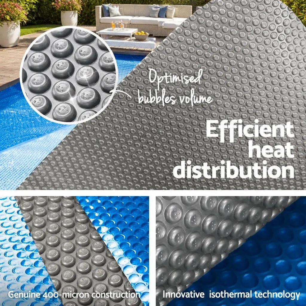 Solar Pool Cover 6.5x3m 400 Micron Bubble Blue Silver