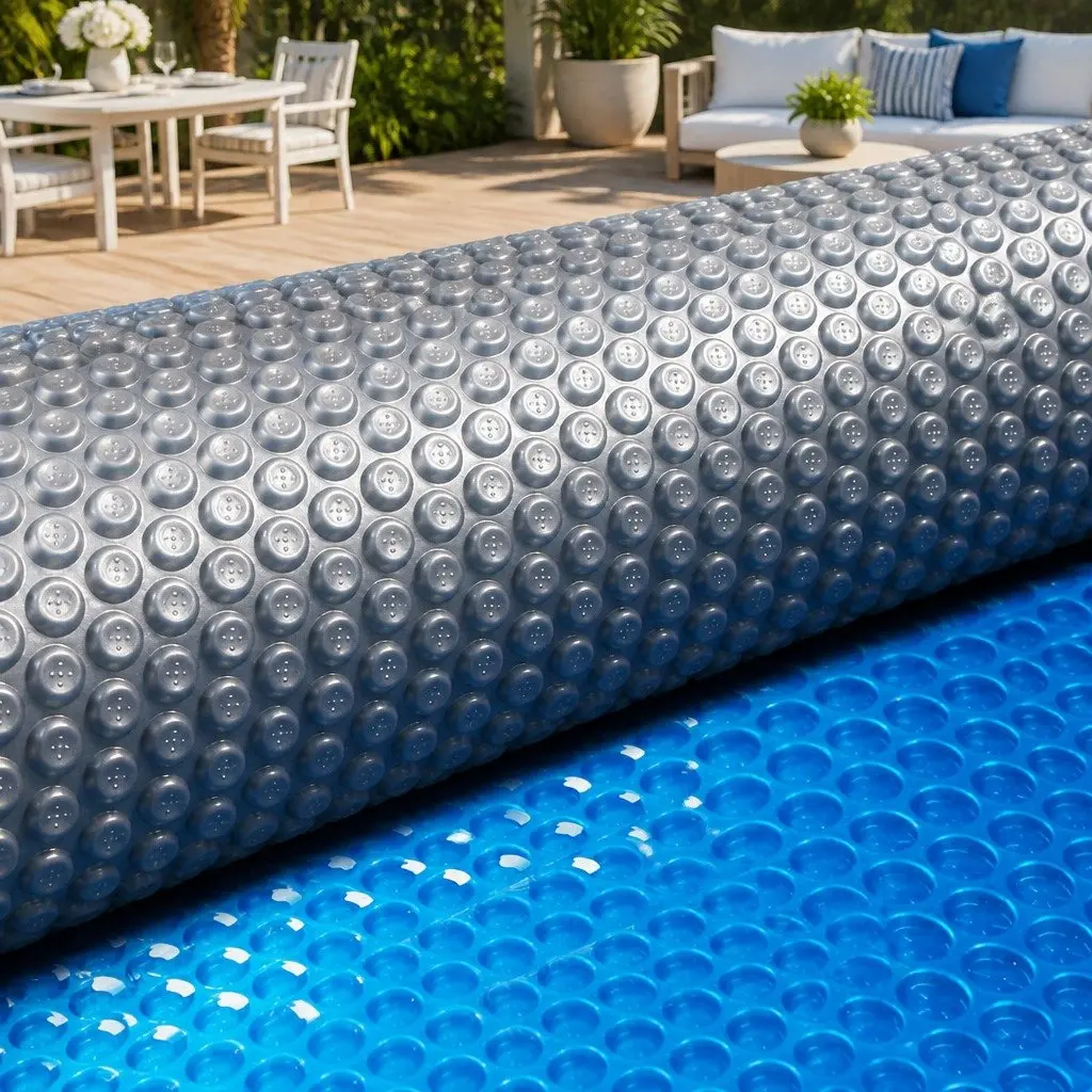 Solar Pool Cover 6.5x3m 400 Micron Bubble Blue Silver