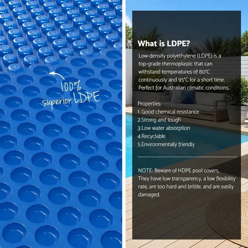 Pool Cover 600 Micron 7x4m Blue with Aluminium Roller Crank Wheel