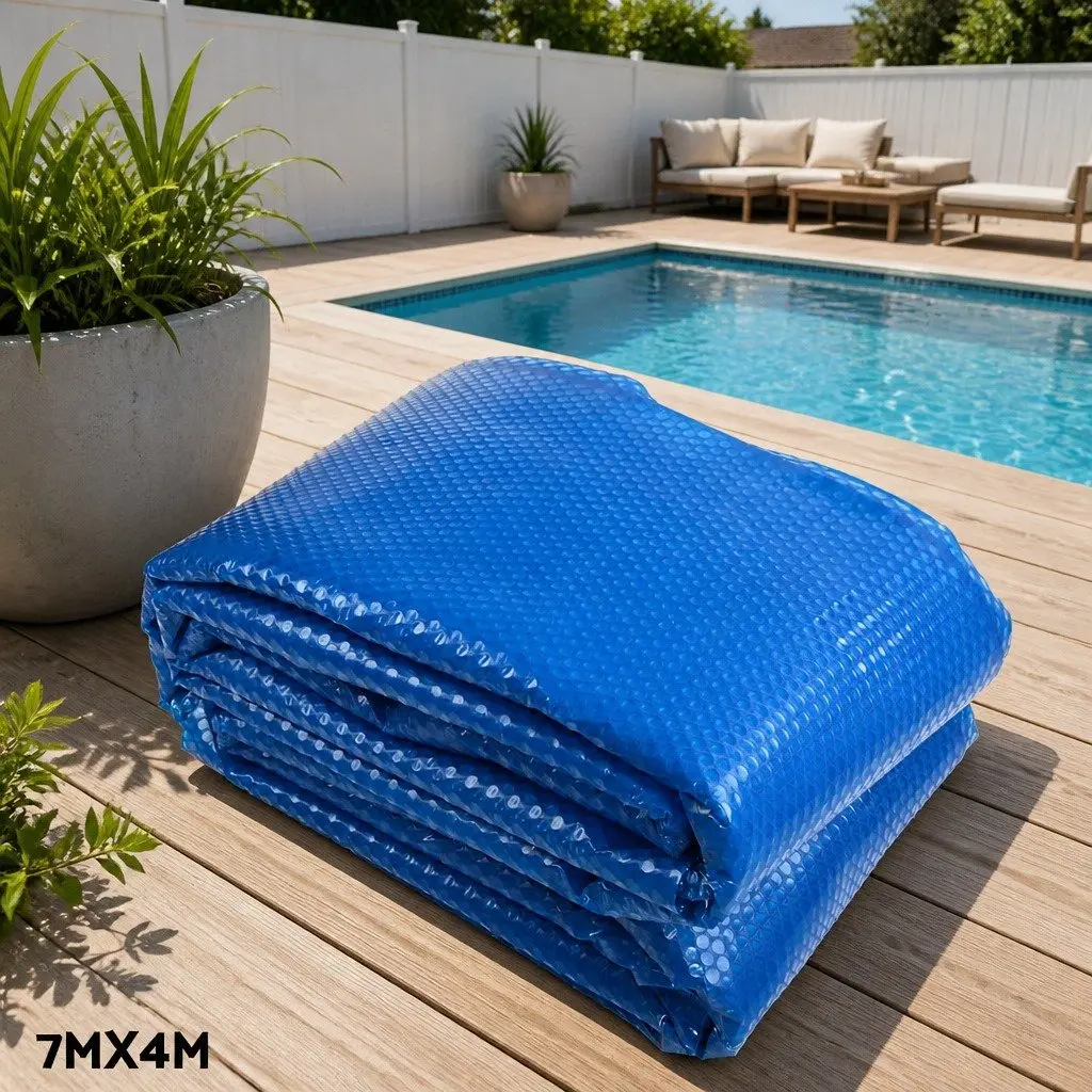 7x4m Solar Pool Cover with Adjustable Aluminium Roller
